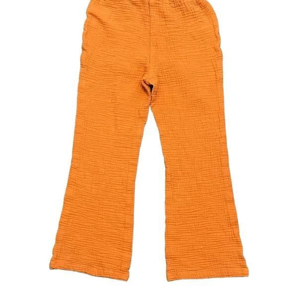 sincerely jules High Rise Gauze Womens Slub Knit Cropped Wide Leg Pant Orange S - Picture 2 of 9